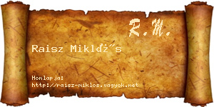 Raisz Miklós névjegykártya